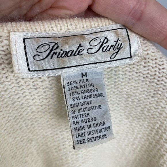 Vintage Coquette Sweater Size M Ivory ANGORA SILK Blend Feminine Dainty Pearls - Picture 11 of 12